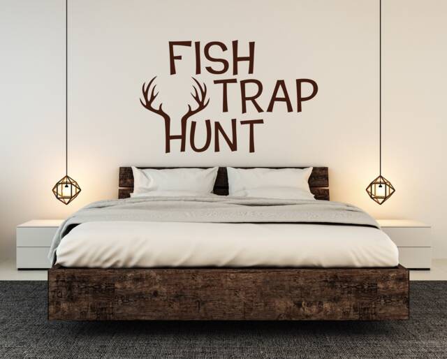 Hunting Signs, Fishing Sticker, Hunter Wall Art, Deer Antler Decal, Rustic Cabin Decor - image 1