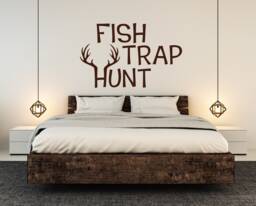 Hunting Signs, Fishing Sticker, Hunter Wall Art, Deer Antler Decal, Rustic Cabin Decor - thumbnail 1