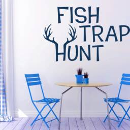 Hunting Signs, Fishing Sticker, Hunter Wall Art, Deer Antler Decal, Rustic Cabin Decor - thumbnail 3