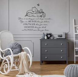 Winnie The Pooh Quote Wall Decal Braver Than You Believe Vinyl Lettering Q292 - thumbnail 1
