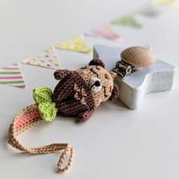 Crochet Otter Baby Gift Set Newborn Rattle, Pacifier Clip, Stroller Chain & Stuffed Animal - thumbnail 3