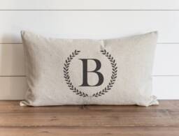 Laurel Wreath Monogram 16 X 26 Pillow Cover // Typography Housewarming Gift Wedding Throw Cushion Accent