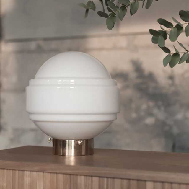 Art Deco Table Lamp, Bedside Milk Glass Desk Bedroom Livingroom Wedding Gift - image 1