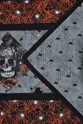 Skull Table Runner, Quilt, Halloween Skeleton Pumpkin Spider Wall Hanging, Bats, Witch, Cats - thumbnail 4
