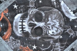 Skull Table Runner, Quilt, Halloween Skeleton Pumpkin Spider Wall Hanging, Bats, Witch, Cats - thumbnail 2