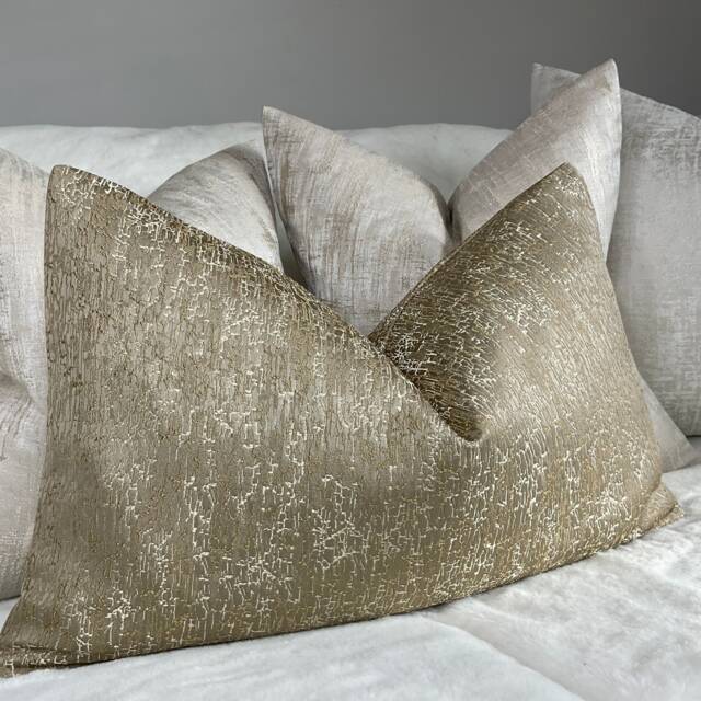 Luxury Gold Cushion Cover Elegant 12x20 Designer Throw Pillow Cover For Sofa, Bed, Home Decor - Blake Collection - image 1