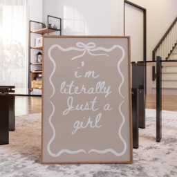 I'm Literally Just A Girl Beige Wall Print, Coquette Girly Art, Neutral Decor, Aesthetic Bows, Trendy Bedroom Poster - thumbnail 3