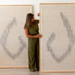 Framed Wool Tapestry - Neutral Minimalist Wall Hanging For Living Room Boho Decor Elegant Large Huek - thumbnail 3