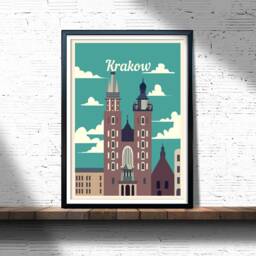 Krakow Retro Travel Poster Poland City Art Print - thumbnail 3