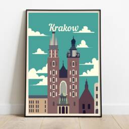 Krakow Retro Travel Poster Poland City Art Print - thumbnail 2