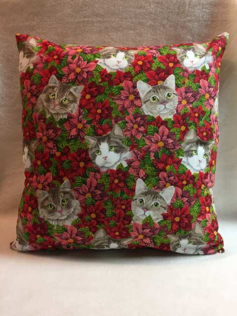 Kitties in Poinsettias, Accent Pillow 16 X - #p031 - image 1
