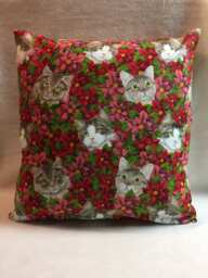 Kitties in Poinsettias, Accent Pillow 16 X - #p031 - thumbnail 1