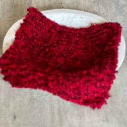 Handmade Red Knitted Baby Blanket - Newborn Photography Prop - thumbnail 4