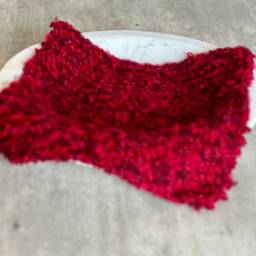 Handmade Red Knitted Baby Blanket - Newborn Photography Prop - thumbnail 2