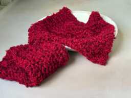 Handmade Red Knitted Baby Blanket - Newborn Photography Prop
