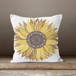 Sun Flower Cushion Cover-Yellow Pillow Case-Decorative Case-Housewarming Cover-Gift For Her Cushion-Handmade Material - thumbnail 4