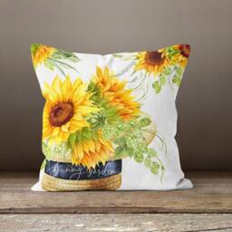 Sun Flower Cushion Cover-Yellow Pillow Case-Decorative Case-Housewarming Cover-Gift For Her Cushion-Handmade Material - thumbnail 2