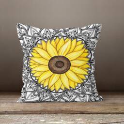 Sun Flower Cushion Cover-Yellow Pillow Case-Decorative Case-Housewarming Cover-Gift For Her Cushion-Handmade Material - thumbnail 3