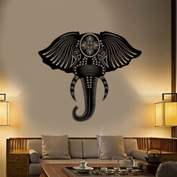 Wall Vinyl Decal Elephant's Head India Floral Ornaments Animals Decor Center Modern Home - #1145Dz - thumbnail 2