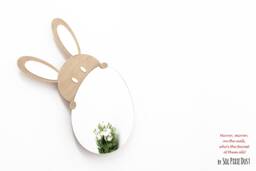 Safety Mirror Bunny With Led Light - Wall Decor Nursery Kid Wooden - thumbnail 1