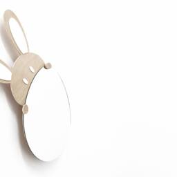 Safety Mirror Bunny With Led Light - Wall Decor Nursery Kid Wooden - thumbnail 2