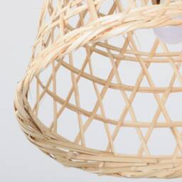 Large Natural Bamboo Wood Pendant Lamp - Woven Boho Basket Light - thumbnail 3