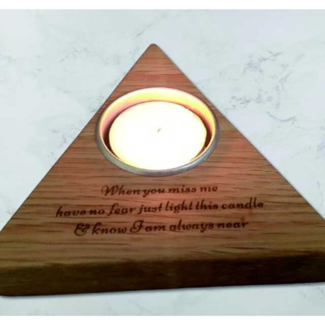 Oak Memorial Candleholder - Personalised Remembrance Keepsake With Tea Light - image 1