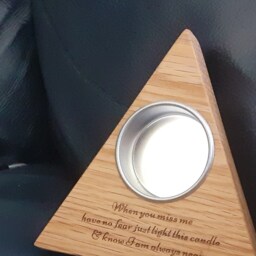 Oak Memorial Candleholder - Personalised Remembrance Keepsake With Tea Light - thumbnail 3