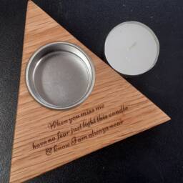 Oak Memorial Candleholder - Personalised Remembrance Keepsake With Tea Light - thumbnail 2