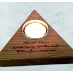 Oak Memorial Candleholder - Personalised Remembrance Keepsake With Tea Light