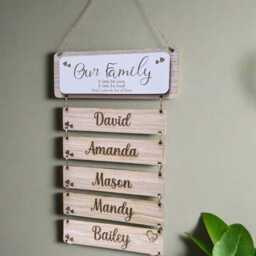 Family Wall Plaque, Hanging Name Sign, Mothers Day Gift, Personalized Decor, Personalised Housewarming Gift Ideas - thumbnail 2