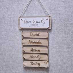 Family Wall Plaque, Hanging Name Sign, Mothers Day Gift, Personalized Decor, Personalised Housewarming Gift Ideas - thumbnail 3