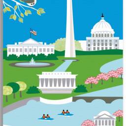 Washington Dc Skyline Art Print, Dc Map, Wall Art, Artwork, Nursery Loose Petals Print Style E8-O-Dc1 - thumbnail 3