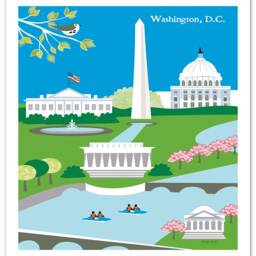 Washington Dc Skyline Art Print, Dc Map, Wall Art, Artwork, Nursery Loose Petals Print Style E8-O-Dc1 - thumbnail 2