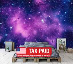 Galaxy Stars Wall Mural - Violet Azure Space Wallpaper Peel & Stick - thumbnail 1