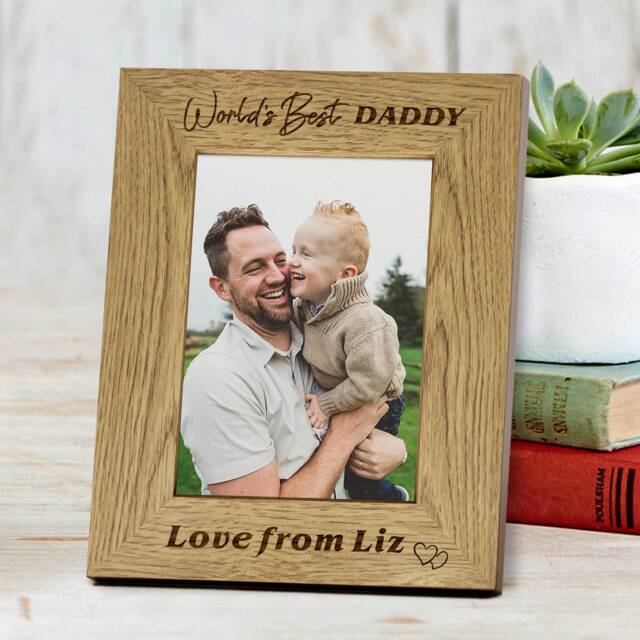 "Personalised Photo Frame Custom Gifts For Dad Daddy Fathers Day Gifts Laser Engraved 7""x5" - image 1
