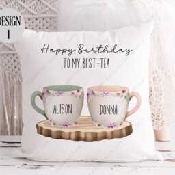 Teapot Cushion, Teacups Bestie Gift, Gift For Mum, Nan, Friend, Her, Birthday Best Friend - thumbnail 2