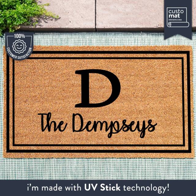 Monogram Family Name Doormat - Personalized Custom Door Mat Housewarming, Anniversary, Realtor Gift - image 1