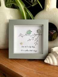 Couple Seaglass Art, Birds Sea Glass Art. The Million Little Things, Anniversary Present, Gift, Coastal Wedding Gift - thumbnail 1