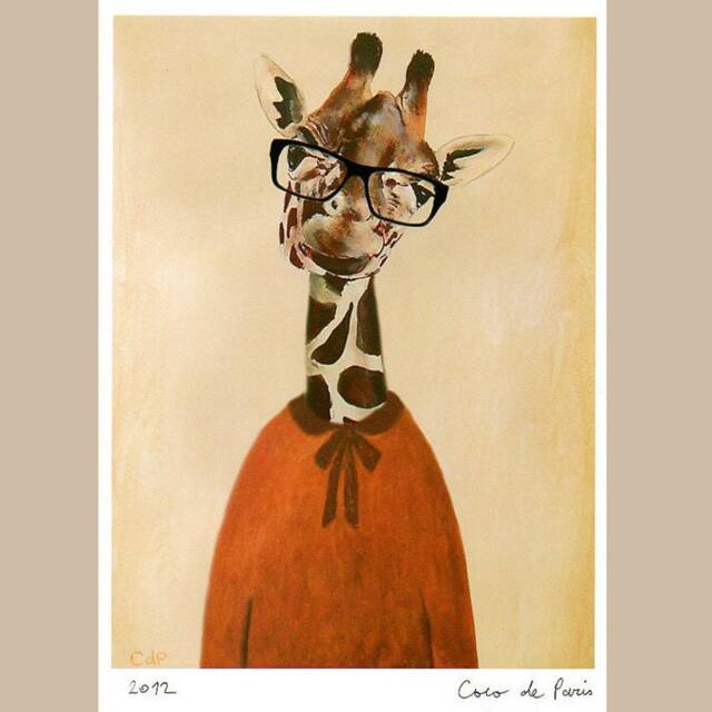 Anilmal Painting Drawing Illustration Animal Portrait Mixed Media Digital Print Physics Giraffe - image 1