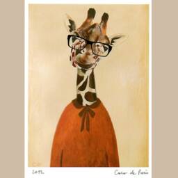 Anilmal Painting Drawing Illustration Animal Portrait Mixed Media Digital Print Physics Giraffe - thumbnail 1