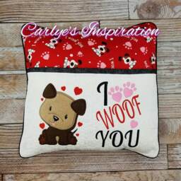 I Woof You Bundle Storybook Pillow Designs - 5x7 Design Includes 2 Digital Designs Dog Applique & Words Valentine's Day - thumbnail 2