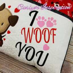 I Woof You Bundle Storybook Pillow Designs - 5x7 Design Includes 2 Digital Designs Dog Applique & Words Valentine's Day - thumbnail 4