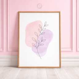 Personalised Girls Botanical Prints - Minimal Purple Nursery Flower Set, Floral Girl Bedroom Wall Art - thumbnail 3