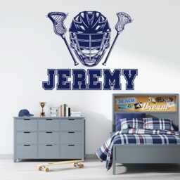 Custom Name Lacrosse Wall Decal Sticks & Helmet Decor 1034 - thumbnail 2