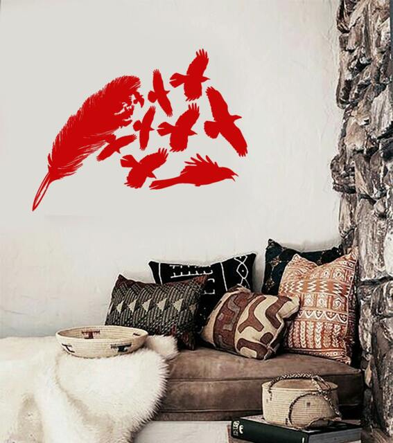 Wall Vinyl Decal Feathers & Group Of Kites Birds Nature Animal Modern Ethnic Home Art Decor - #1155Di - image 1