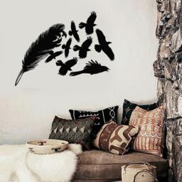 Wall Vinyl Decal Feathers & Group Of Kites Birds Nature Animal Modern Ethnic Home Art Decor - #1155Di - thumbnail 2