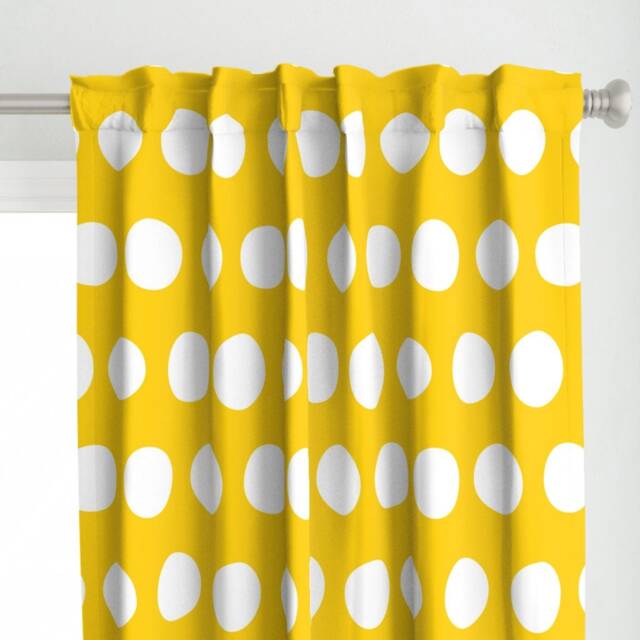 Polka Dots Curtain Panel - Large Circles Yellow & White Geometric Custom Jumbo Sunshine By Nadiahassan - image 1