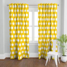 Polka Dots Curtain Panel - Large Circles Yellow & White Geometric Custom Jumbo Sunshine By Nadiahassan - thumbnail 2