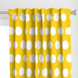 Polka Dots Curtain Panel - Large Circles Yellow & White Geometric Custom Jumbo Sunshine By Nadiahassan - thumbnail 1